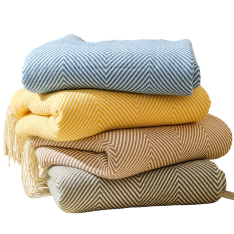 Wool Blanket Herringbone - Nordic Stripes Throw Blanket Sofa Cover