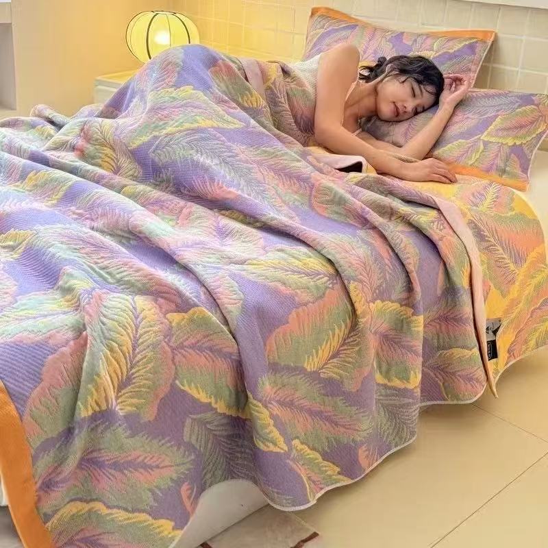 Wool Blanket Herringbone - 6-Layer Muslin Blanket Queen Size, Lightweight