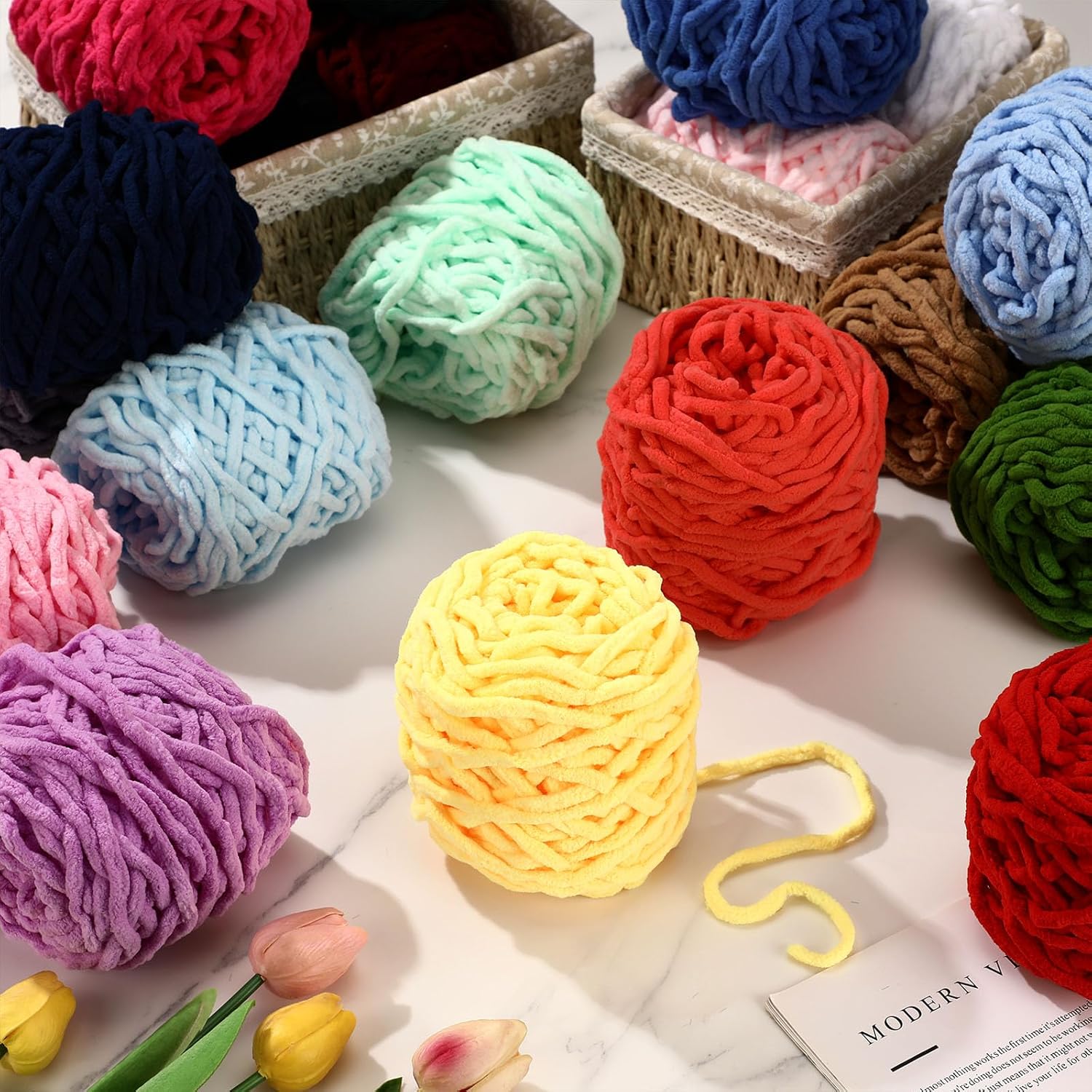 3PCS 300g Chenille Knitting Ya - Wool Blanket Herringbone 评论和价格