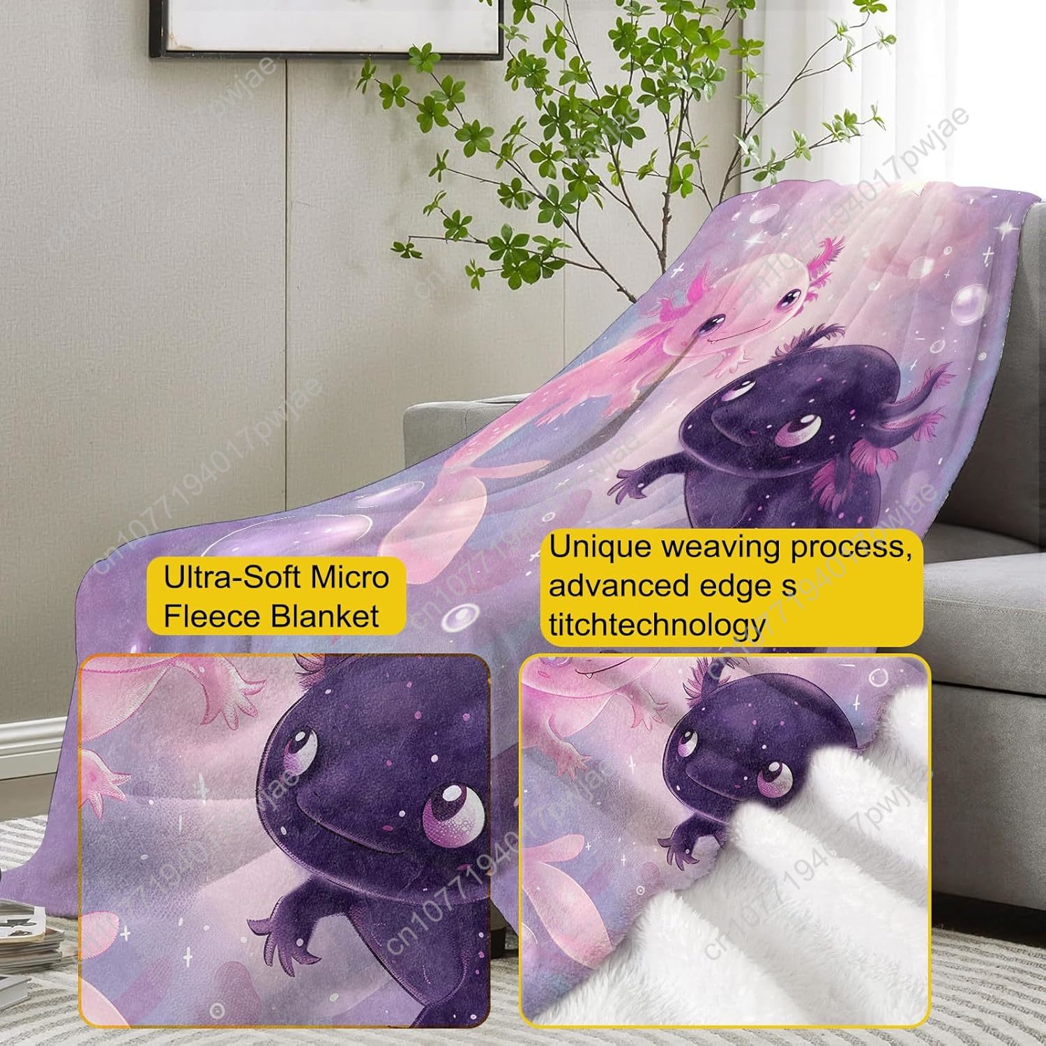 Axolotl Blanket Cute Axolotls  - Home Textiles & Decorations 评论和价格