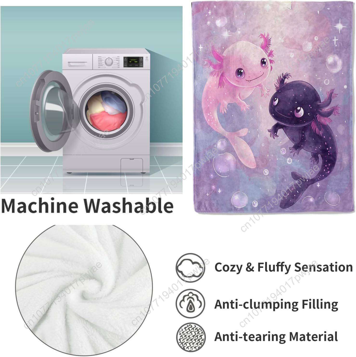 Axolotl Blanket Cute Axolotls  - Home Textiles & Decorations 评论和价格
