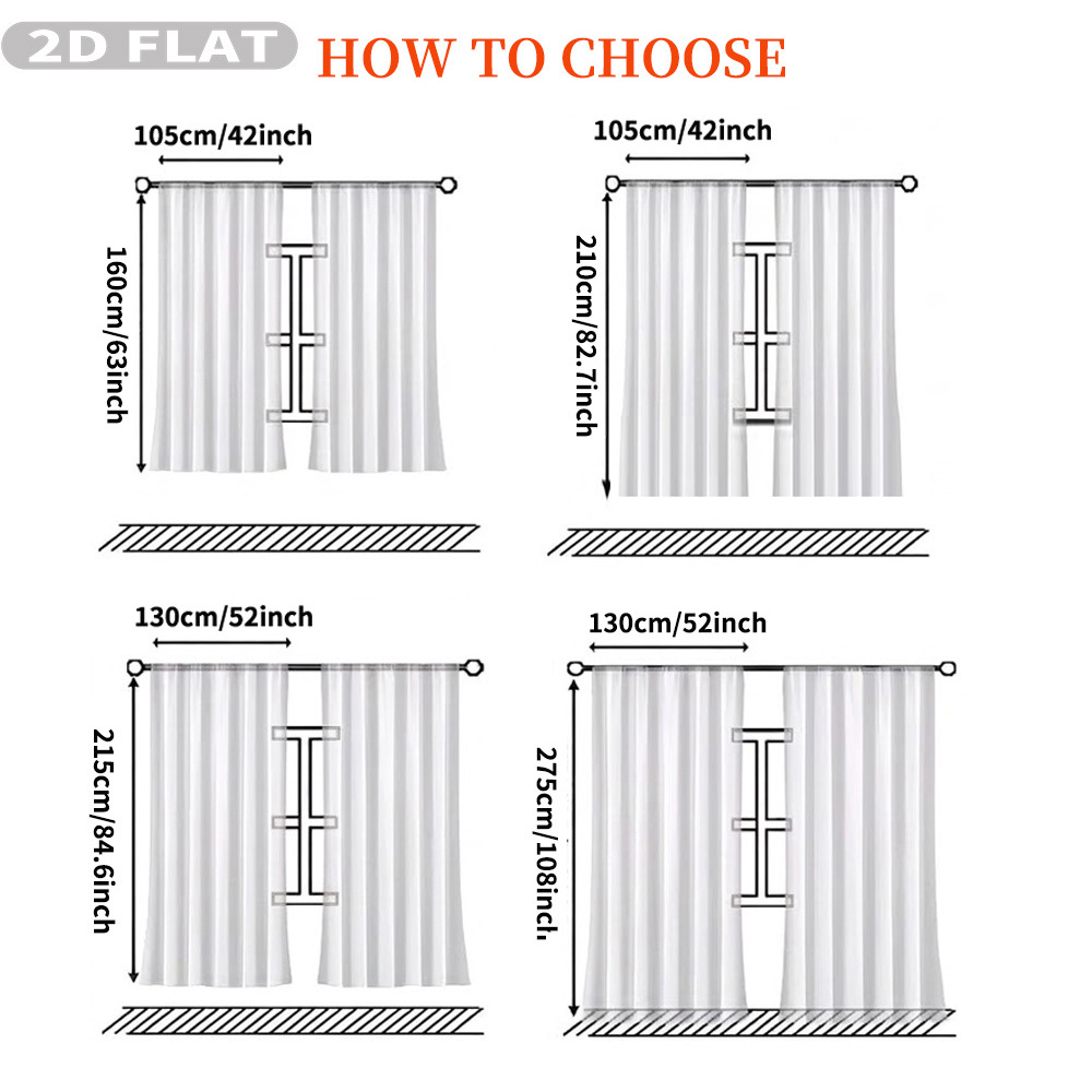 Custom 2D Flat 2pcs Sheer Curt - Home Textiles & Decorations 评论和价格