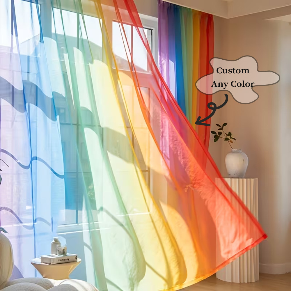 Custom 2D Flat 2pcs Sheer Curt - Home Textiles & Decorations 评论和价格