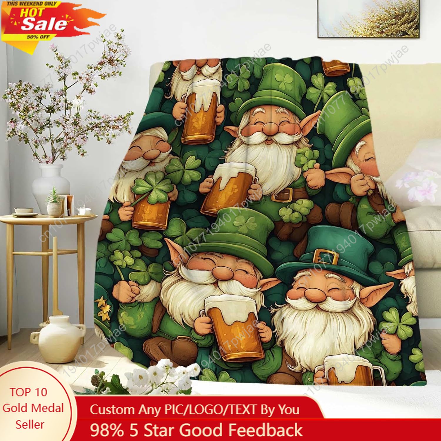 St. Patrick’s Day Gnome Throw  - Home Textiles & Decorations 评论和价格