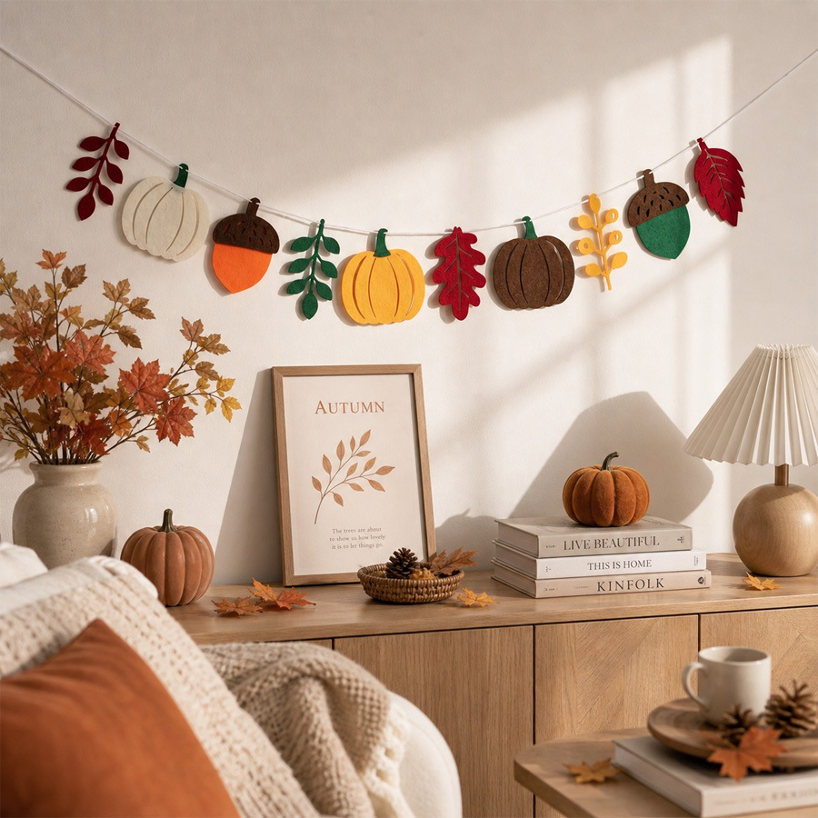 Autumn Pumpkin Leaves Flag Har - Home Textiles Fabric 评论和价格
