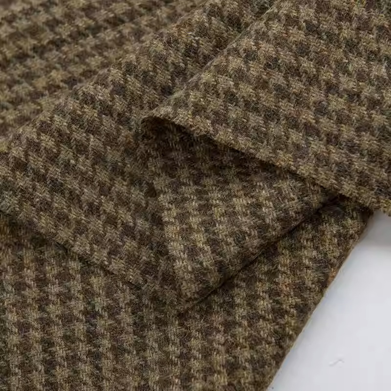 Light Coffee Small Houndstooth - Wool Blanket Herringbone 评论和价格