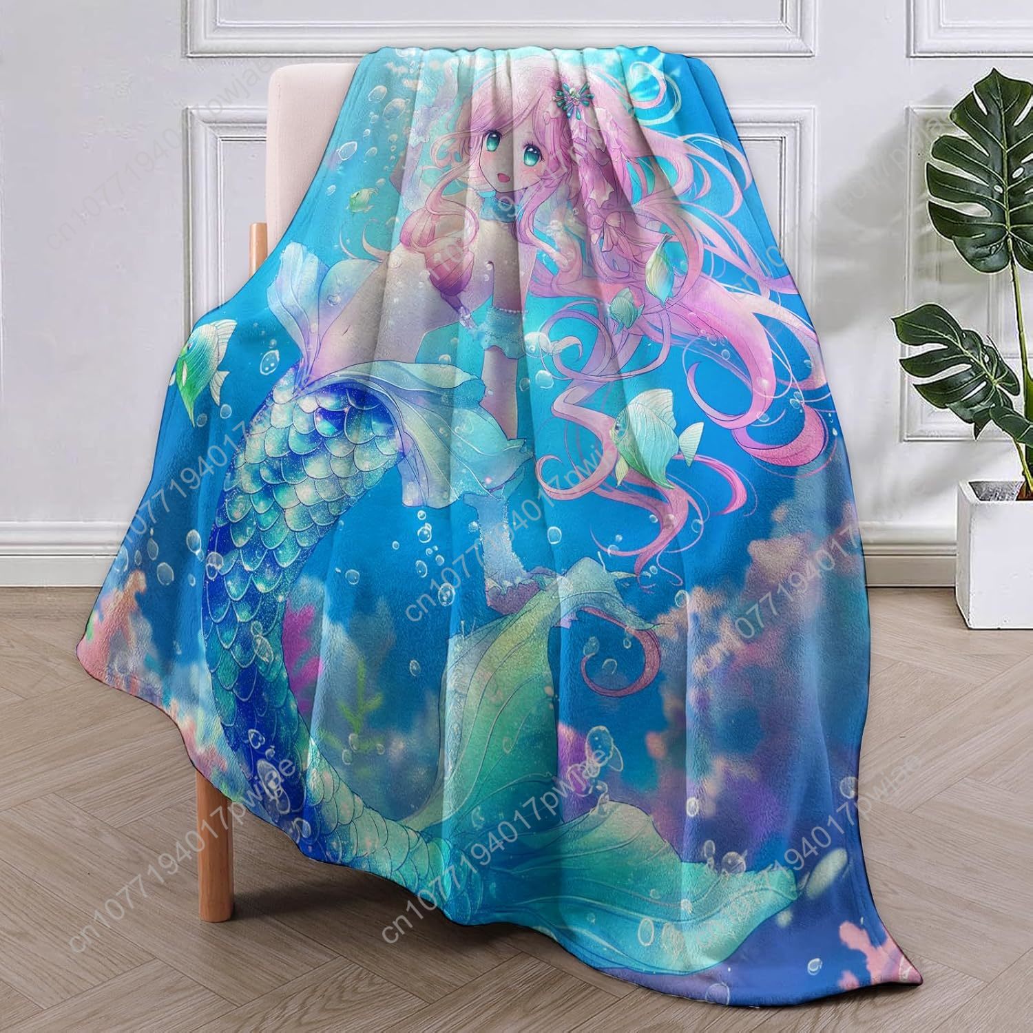 Cute Mermaid Blanket Cartoon F - Home Textiles & Decorations 评论和价格