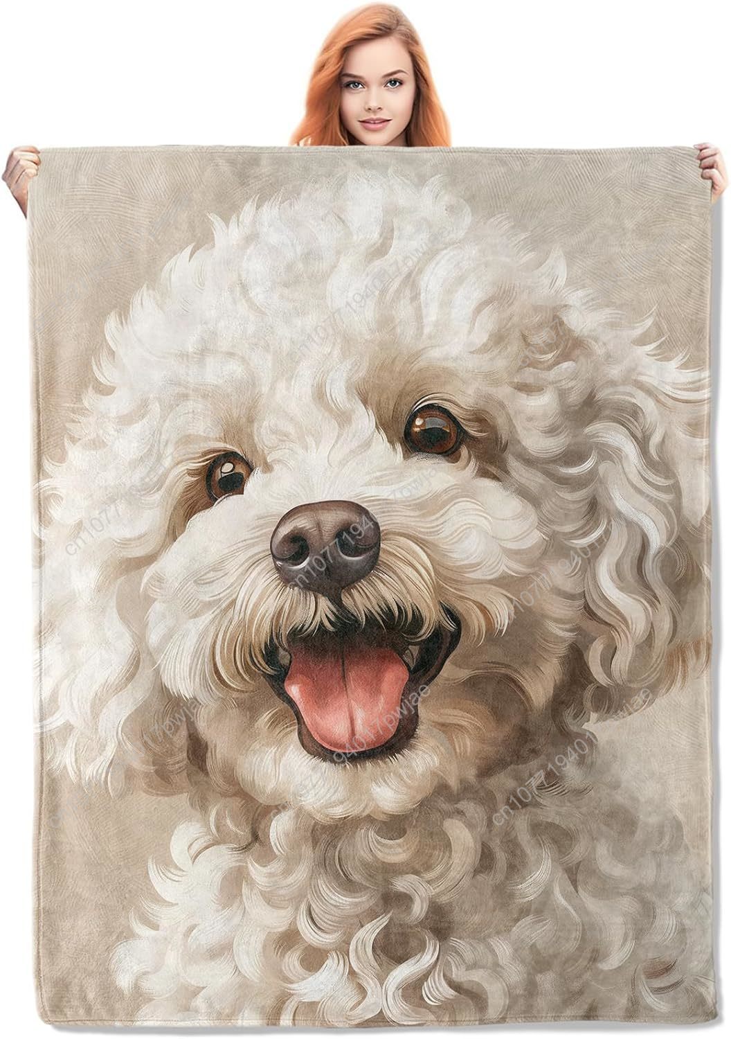 Joyful Poodle Portrait Blanket - Home Textiles & Decorations 评论和价格
