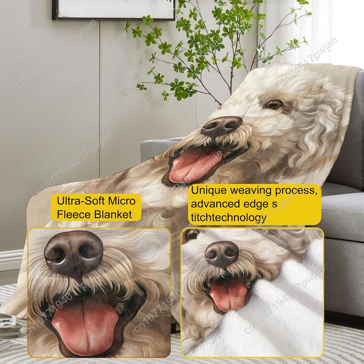 Joyful Poodle Portrait Blanket - Home Textiles & Decorations 评论和价格
