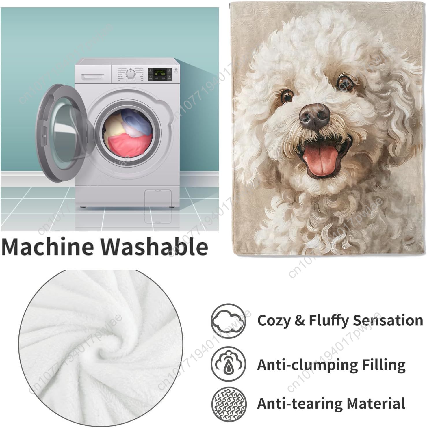 Joyful Poodle Portrait Blanket - Home Textiles & Decorations 评论和价格